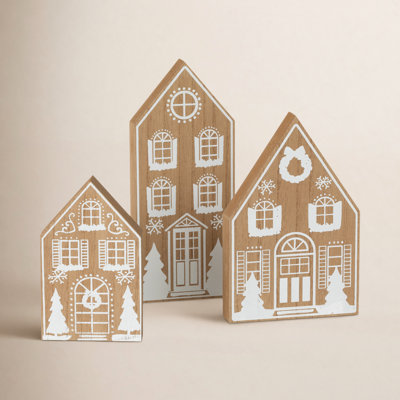 3 Piece Wood Holiday Village Set