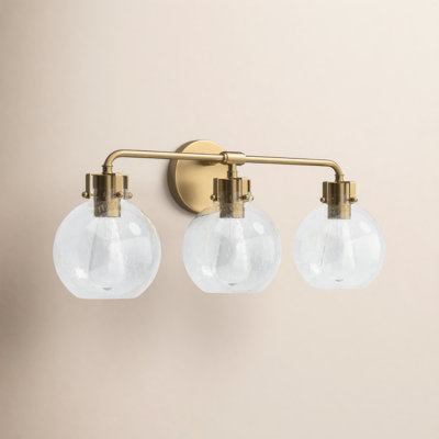 Byrne 3-Light Steel Vanity Light with Seeded Glass Shades