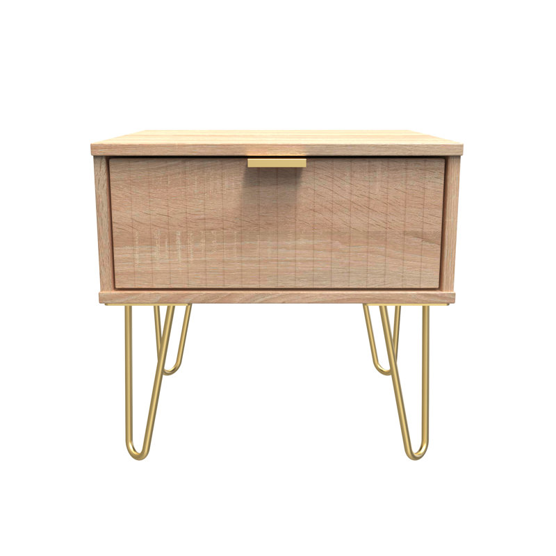 Beranda 45cm W Manufactured Wood Bedside Table, Bardolino Oak