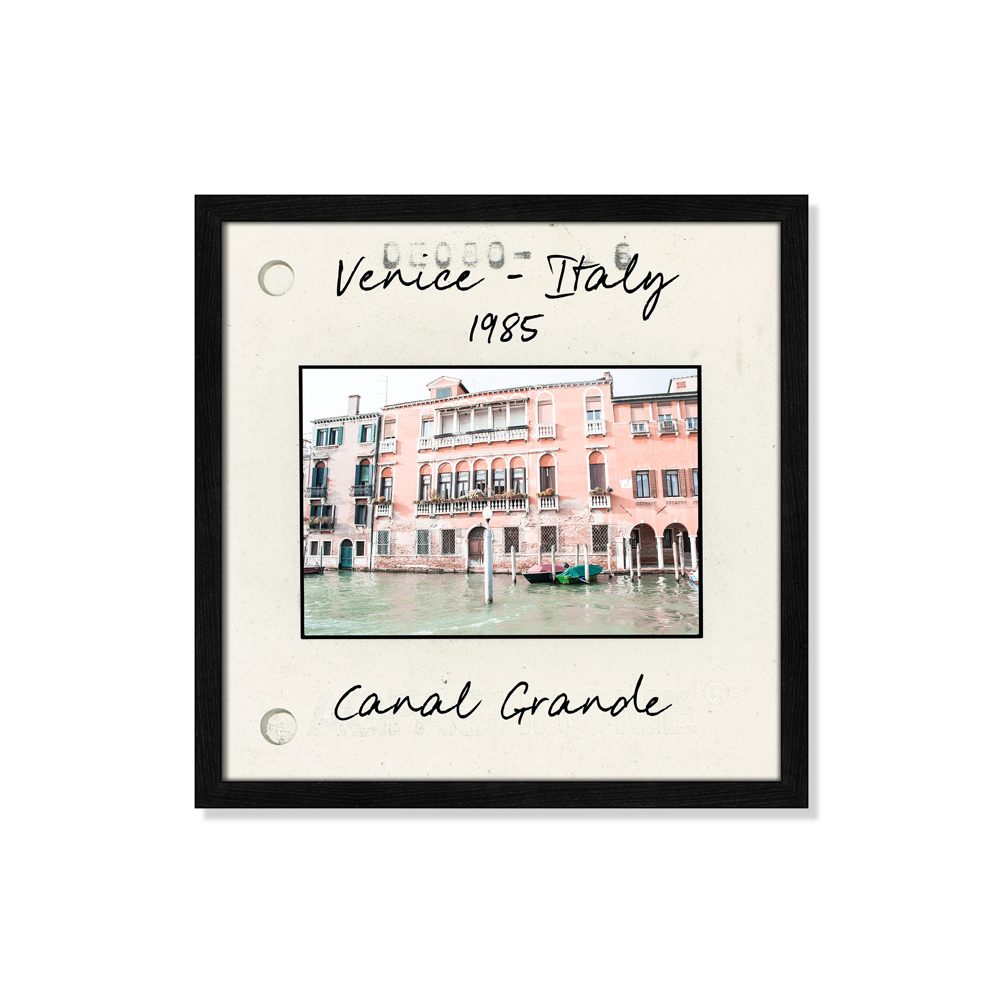 Venice, Italy - Grand Canal Print by Nan, 17" H x 17" W x 0.75" D, Black Single Picture Framed Paper