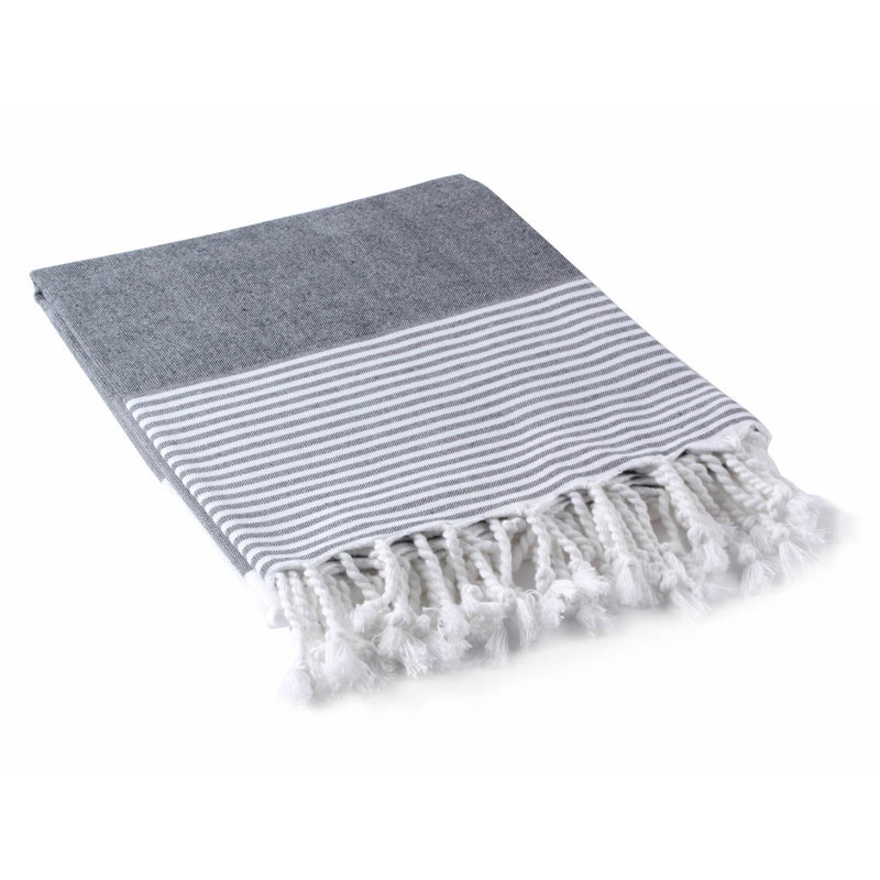 Serviette de plage en coton 100% pestemal fouta, Gris