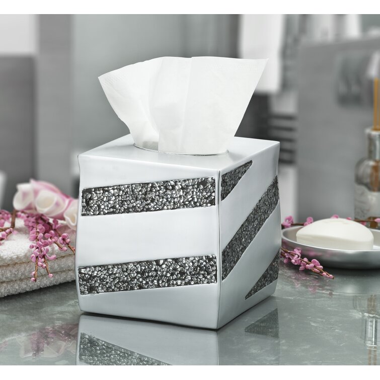 Rhinestone Paper Tissue Box Cover House of Hampton Finish: Silver