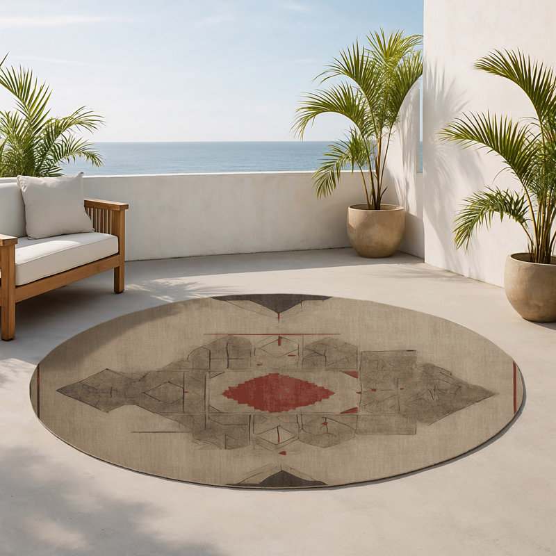 Tapis intérieur et extérieur Age-Worn Grace, Rond 5 pi