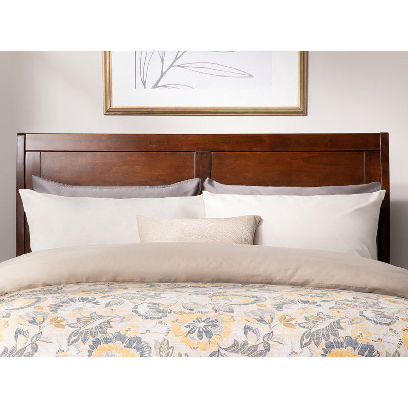 Lit plateforme en bois massif Portland, King, Walnut