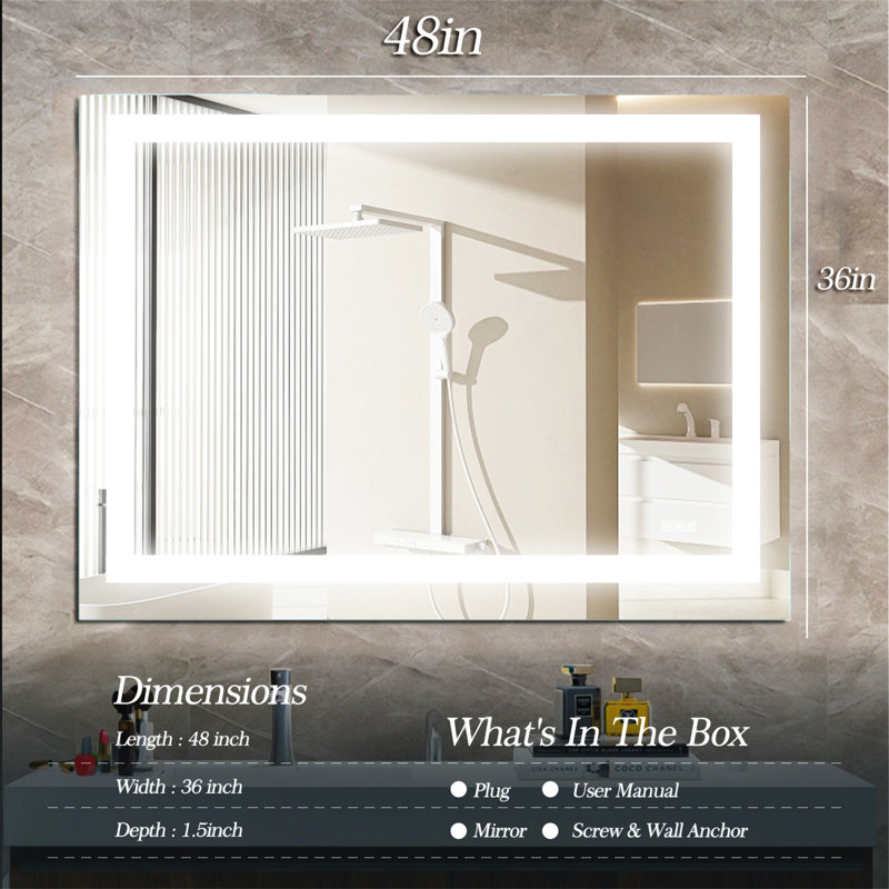 LED Bathroom Mirror 48X 36  Inch With Lights