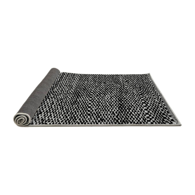 Tapis abstrait gris fabriqué à la machine en gris / noir, Rond 7 pi