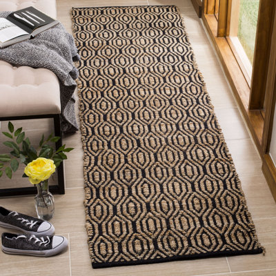 Tapis en jute / coton tissé à la main Arria Cape Cod - noir / naturel