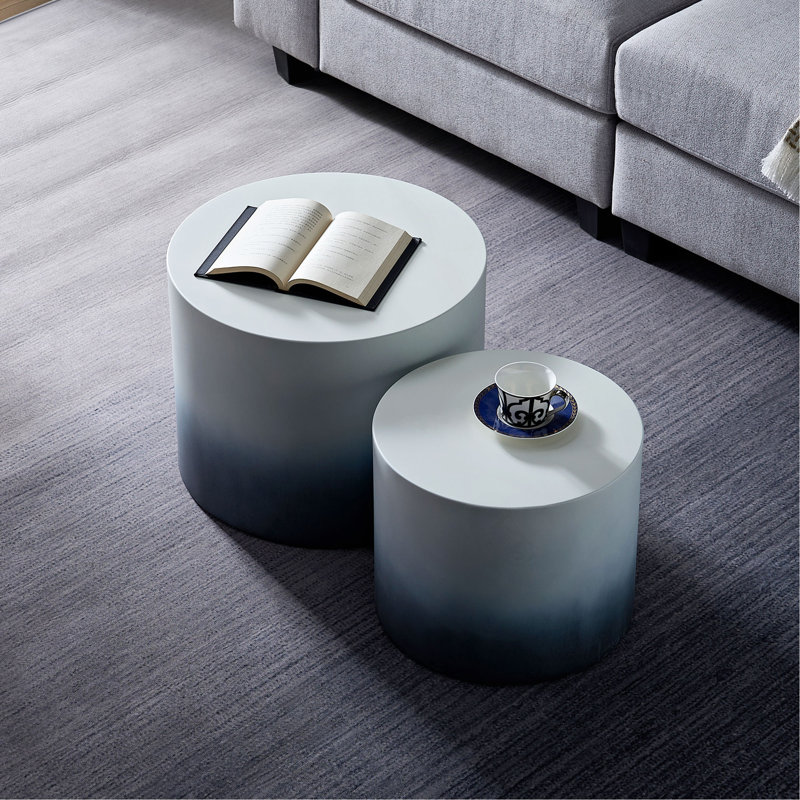 Ensemble de 2 tables gigognes en placage de fibres à densité moyenne pour le salon, le bureau ou la chambre à coucher (blanc + noir) | Idée de cadeau