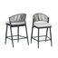 Tabourets de comptoir d'extérieur à structure en métal à hauteur d'assise de 26 po avec dossier en forme de feston en rotin PE, ensemble de 2, noir mat-1184398596-1184398599