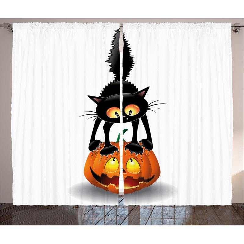 Halloween Semi-Sheer Rod Pocket Curtain Panels, 54" x 63"