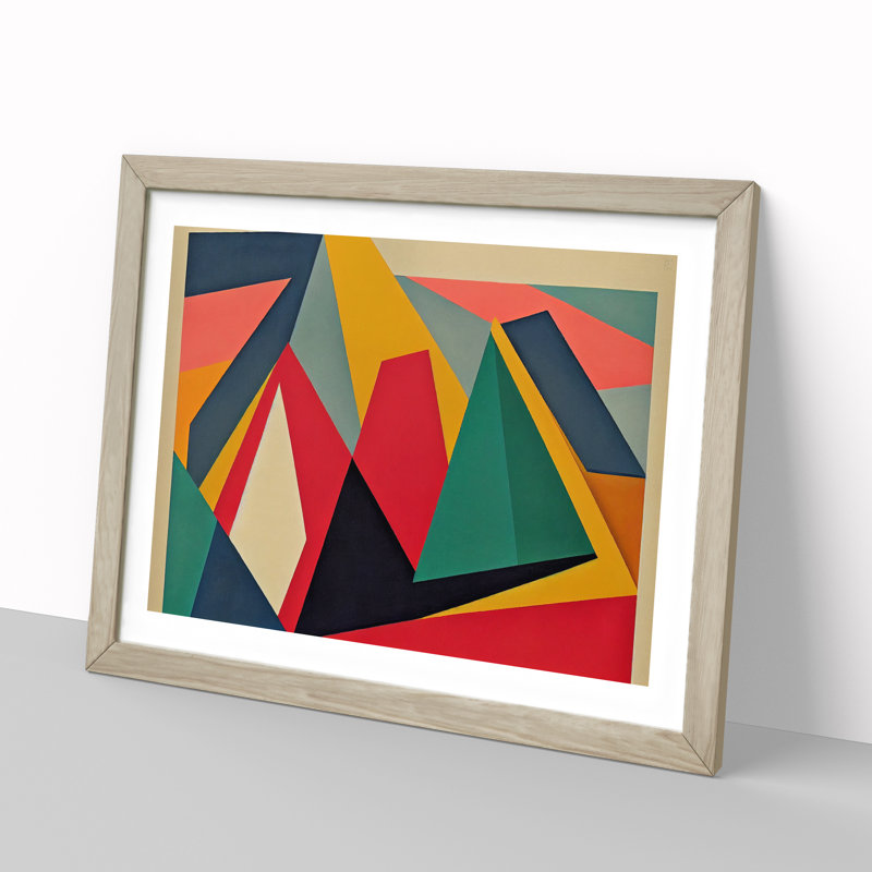 Abstract Art Suprematism Vol.1 - Single Picture Frame Print, Oak, 46cm H x 64cm W x 2cm D