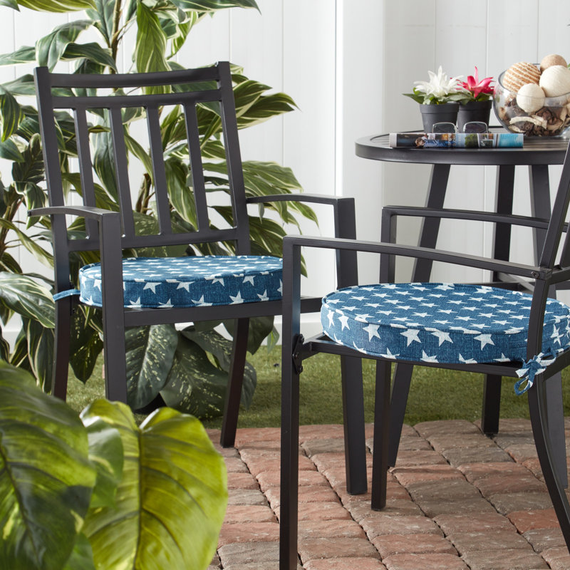 Outdoor Round Dining Chair Seat Pad, Stars