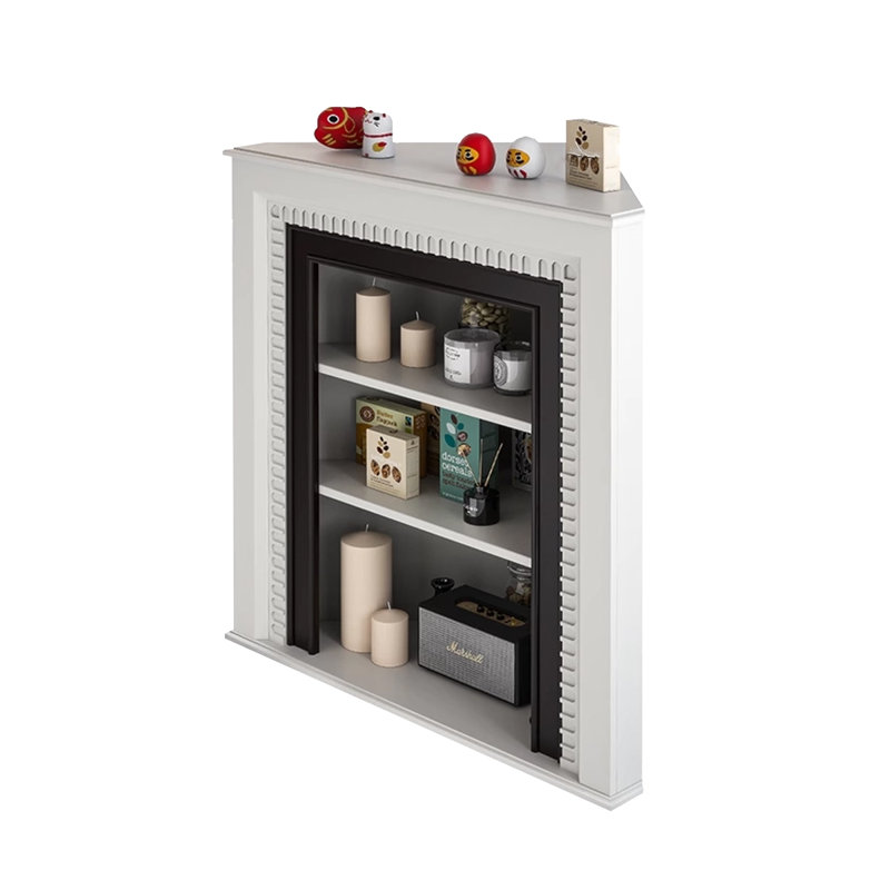 Foyer autoportant en bois massif beige, Beige