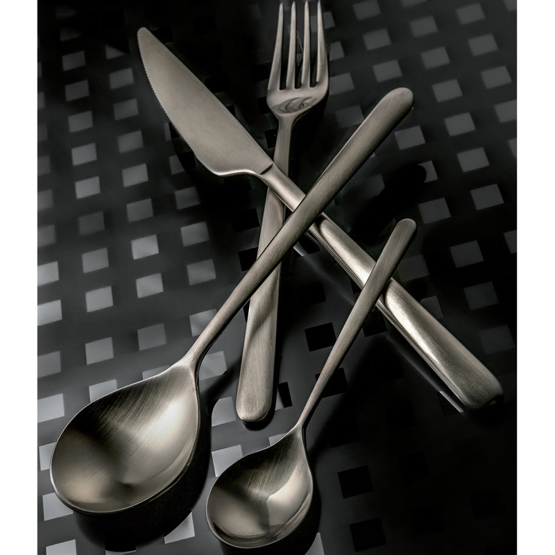 Linea 7 - Piece Stainless Steel Flatware Set - Service for 1, Ice Champagne