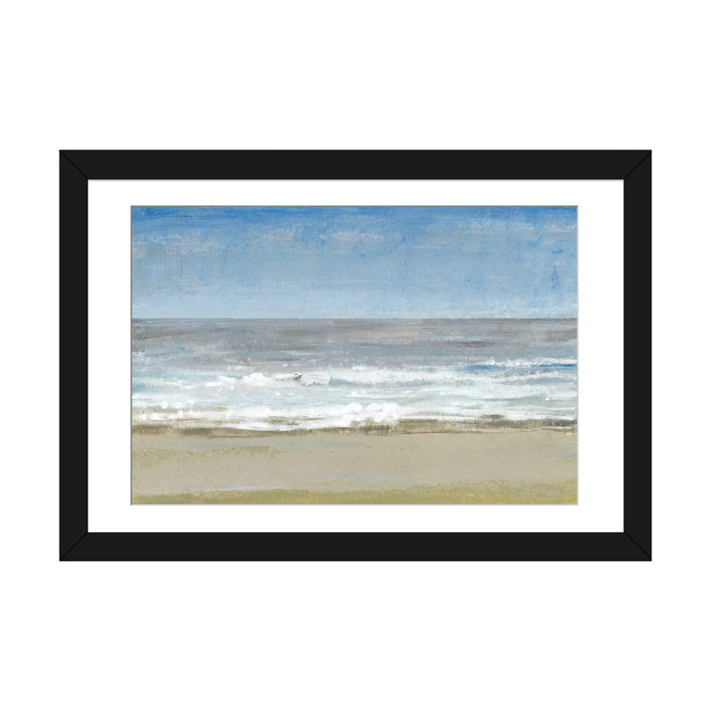 « beach marching day i », reproduction sur toile, H 16 po x l 24 po x P 1 po, Papier d'art encadré noir, Blanc