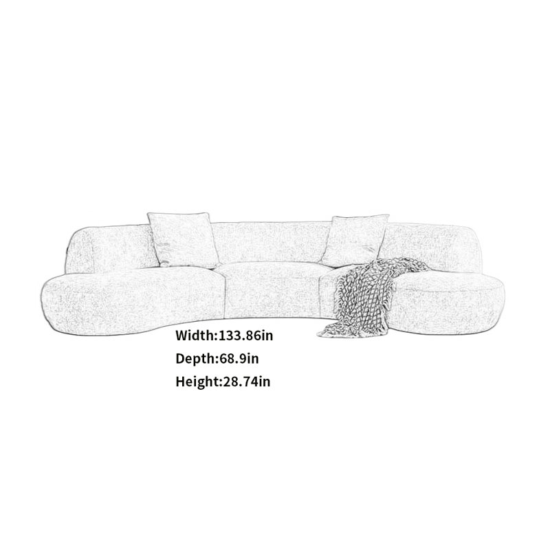 Canapé Creative Minimalist, H 28,74 po x l 133,86 po x P 68,9 po, 5