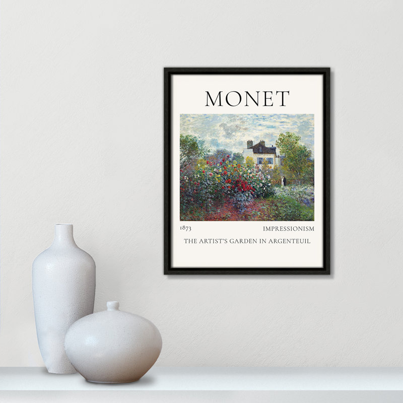 Jardin des artistes à Argenteuil, reproduction de Claude Monet, Cadre flottant espresso, Non, H 15,5 po x l 12,5 po x P 2 po