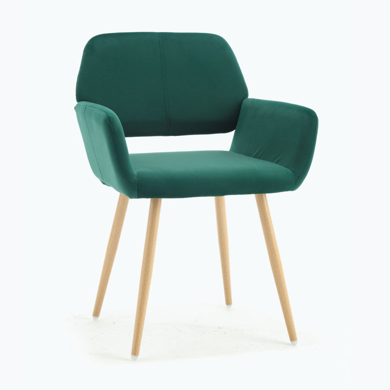Chaise de salle à manger avec accoudoirs, Vert