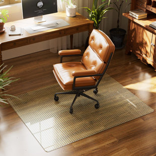 Rectangle 46 po x 55 po Tapis de sol en verre trempé antidérapant pour tapis ou protection de sol dur