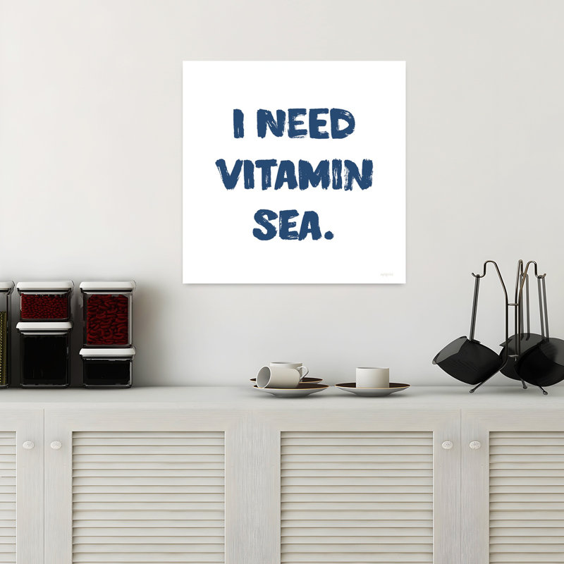 «I Need Vitamin Sea», art côtier abstrait fantaisiste, H 18 po x l 18 po