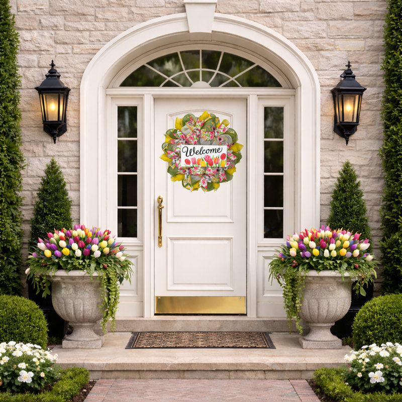 Welcome Spring Tulips Wreath Handmade