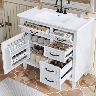 Lee 36'' Single Bathroom Vanity With Ceramic Top