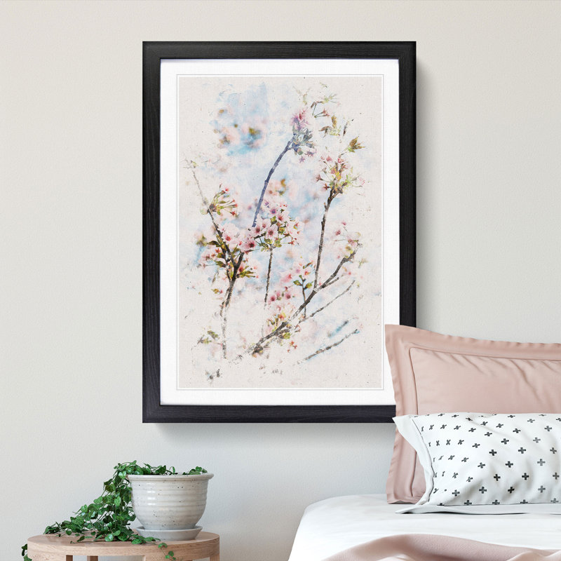Cherry Blossom Tree - Picture Frame Painting Print, Black Framed, 63cm H x 45cm W x 2cm D