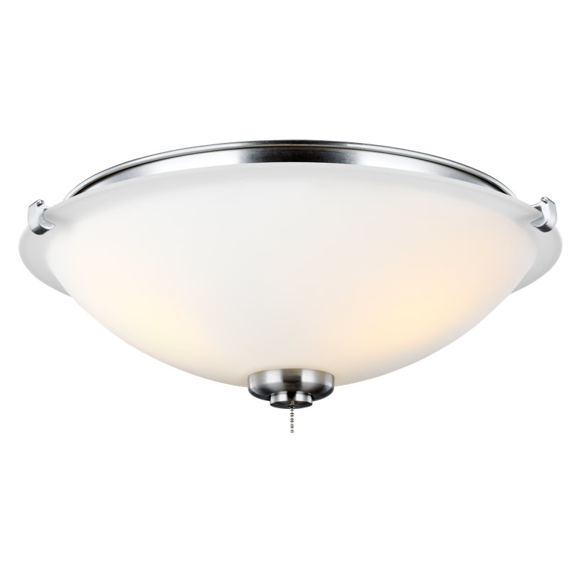 3 - Light Bowl Ceiling Fan Light Kit, Brushed Steel