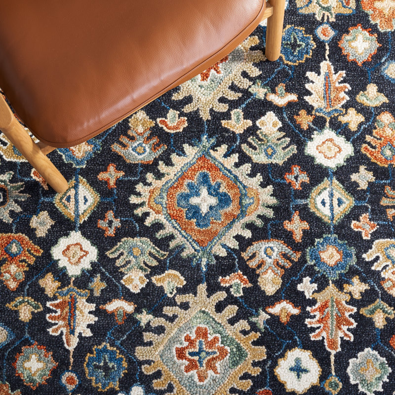 Hand Tufted Wool/Cotton Oriental Rug in Beige/Black, Rectangle 10' x 14'