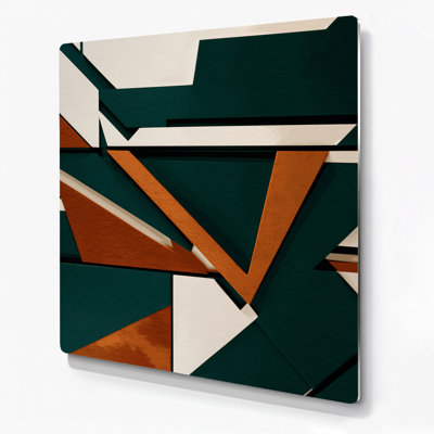 Geometric Abstraction 89 Green Metal Wall Art