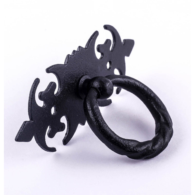 3.5" Black Wrought Iron Antique Ring Cabinet Pull