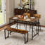 Ensemble de table de salle à manger en MDF 4 pièces avec pieds en métal Samir-1226848218-1226848211-1226848216