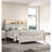 White Washed Full Size Bed With Headboard Shelves And Lighting, Contemporary Bedroom Furniture, Button Acrylic Buttons, Simple Assembly , Paper Veneer,