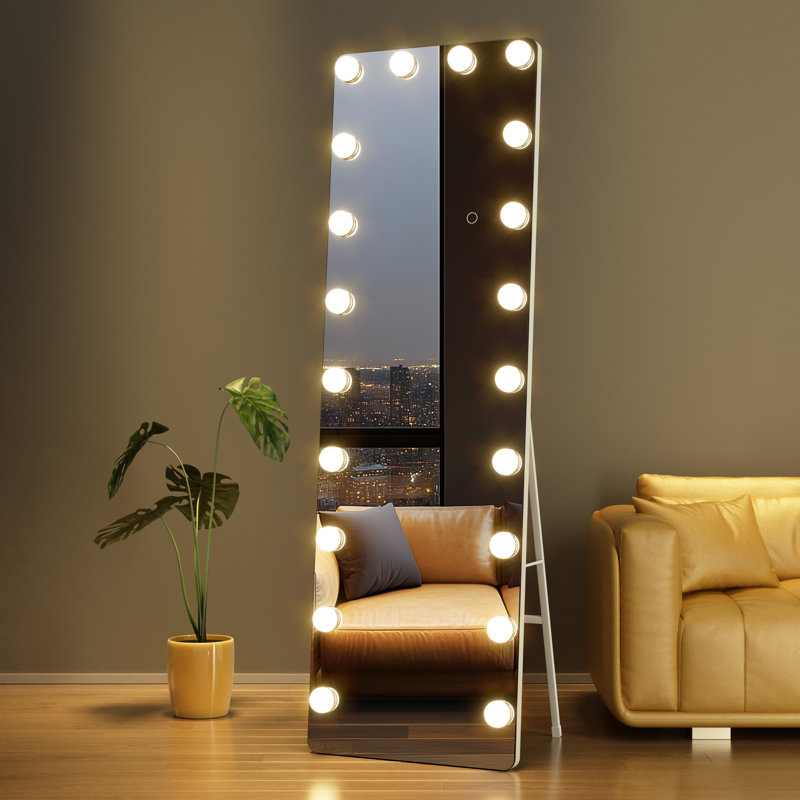 Ebern Designs Modern & Contemporary Lighted Full-Length Mirror with Tempered Glass, 63" x 20"