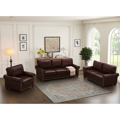 Living Room 1+2+3 Sectional Storage In Burgundy Faux Leather, Wood & Metal Frame Construction, Comfortable Sitting Experience With Box,