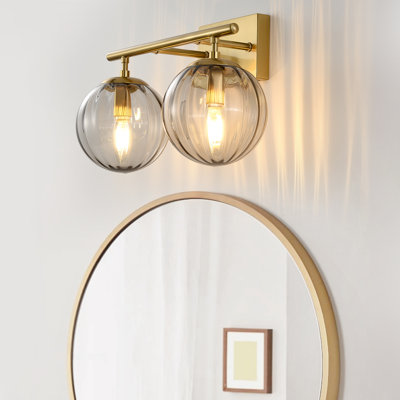 Dimmable Ribbed Glass Bathroom Vanity Wall Light
