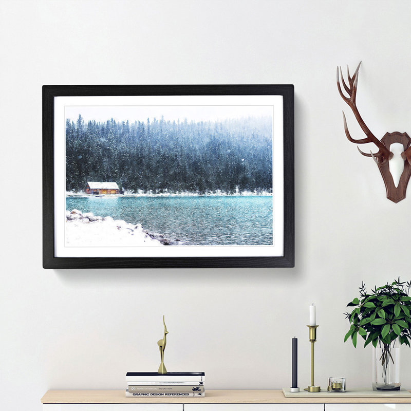 Lake Louise in Banff Canada - Picture Frame Painting Print, 24cm H x 33cm W x 2cm D, Black Framed