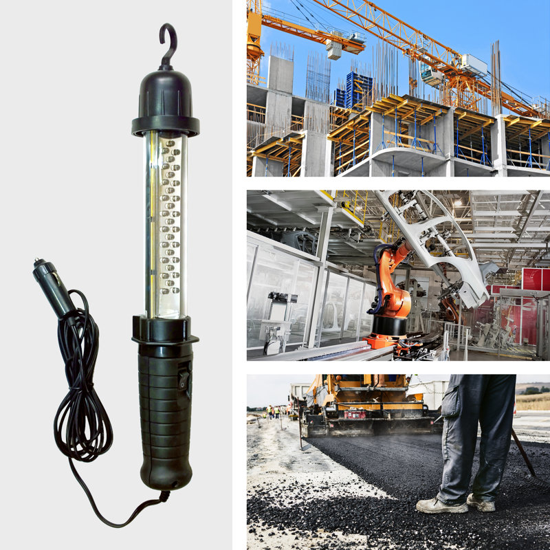 Koolatron 12V Portable Hanging LED Work Light with Cord, Black, Handsfree Lantern, Weatherproof Ultra