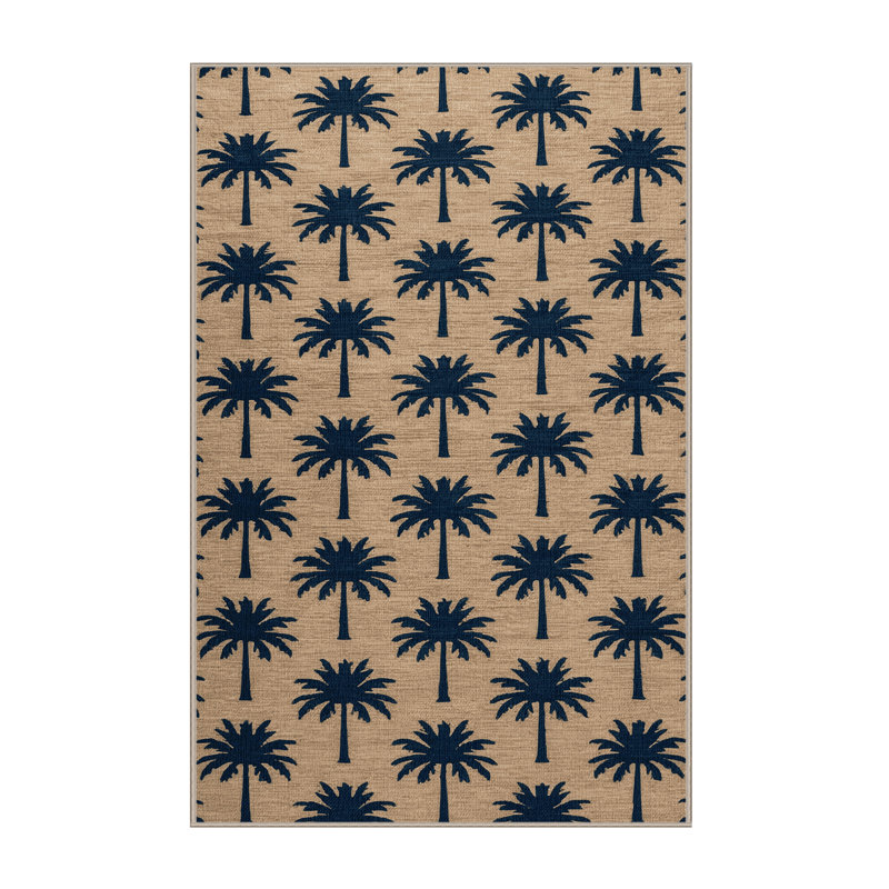  Tapis hawaïen lavable Palm Silhouettes, Rectangle 5 pi x 7 pi