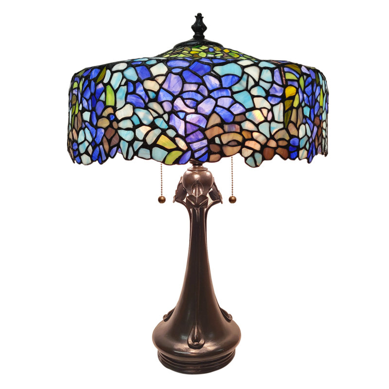 27" Multicolor Stained Glass Table Lamp with Oil Rubbed Base