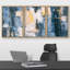 «Minimal Blue Yellow Paint Landscape», 3 pièces sur toile-98804222-98804224