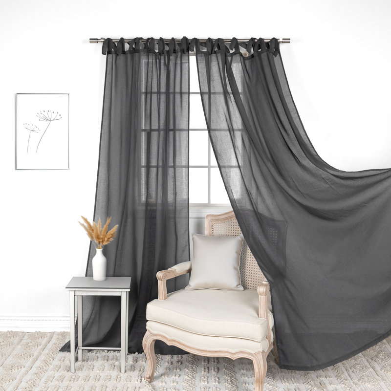 Elyse Sheer Curtain Panel Pair, Dark Grey, 58" W x 96" L