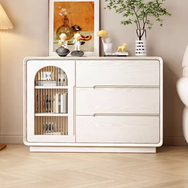 Buffet en bois massif de grande capacité. Buffet 43,3 po, Blanc