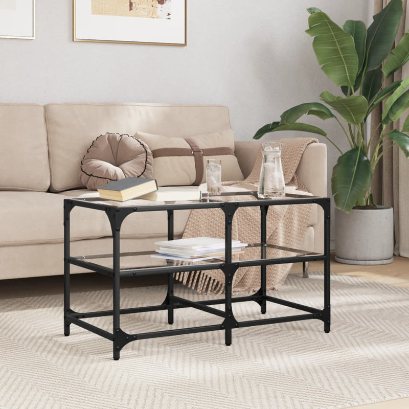 Daelon Coffee Table with Storage, Transparent, 45cm H x 78.5cm L x 40cm W