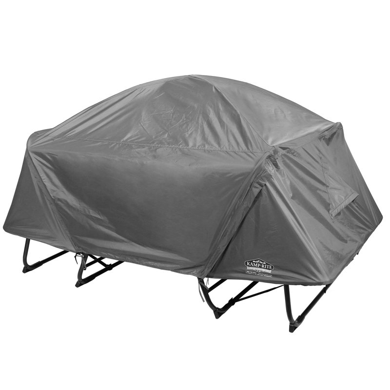 Lit de camp double Kamp-Rite, polyvalent et portable pour 2 campeurs, gris