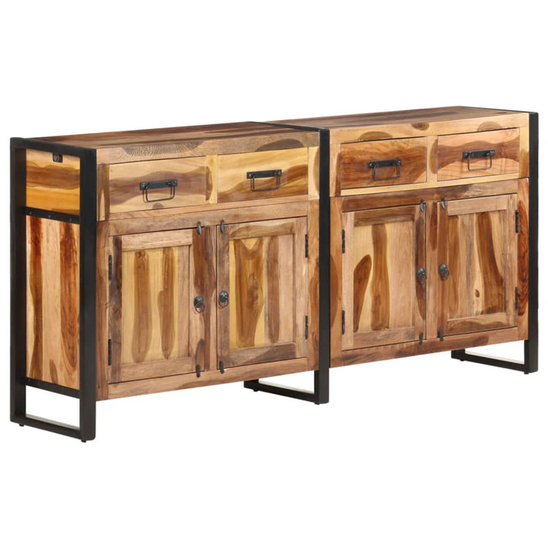 Romford 172cm Solid Wood Sideboard, Light Brown/Black