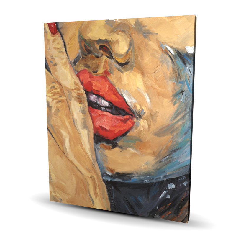 Shush Lips Gros plan - Toile de chambre à coucher figurative pour la décoration intérieure