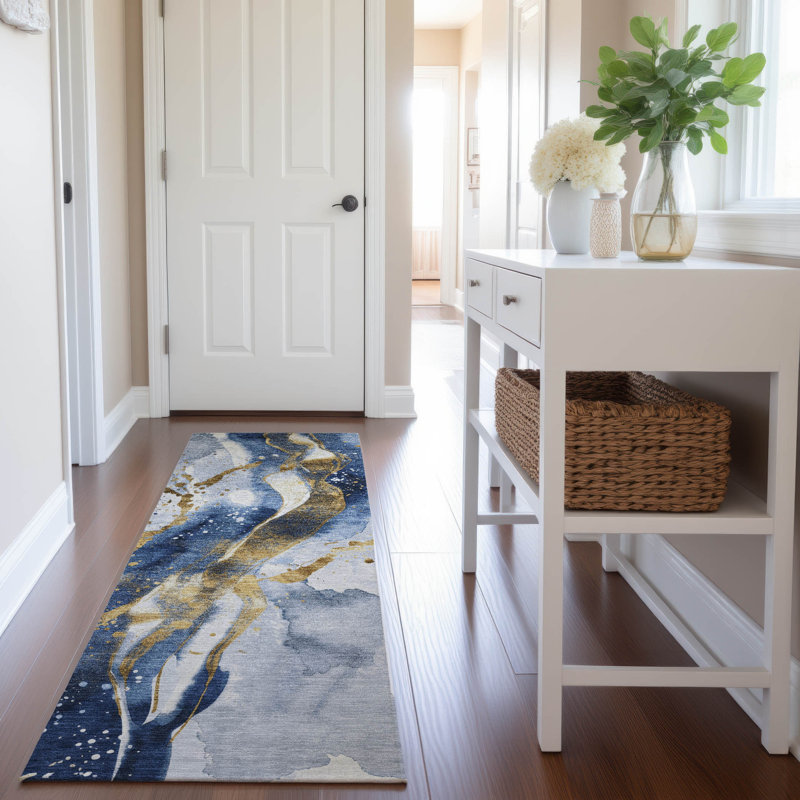 Premium Machine Washable Elize AMF1523 Abstract Rug, Runner 2'3" x 7'6"