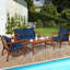 Ensemble de conversation pour patio 8 pièces avec coussins bleu marine Corrigan Studio®-599833965