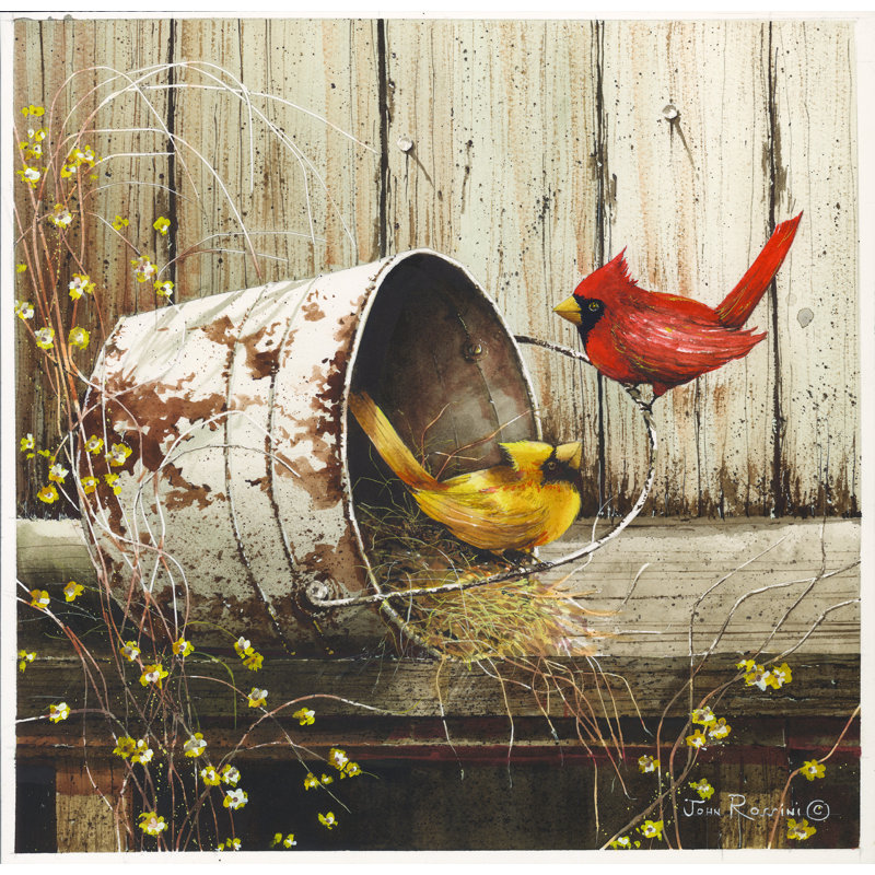 " Playing Around " by John Rossini, 20" H x 20" W, No, Maple Framed Canvas